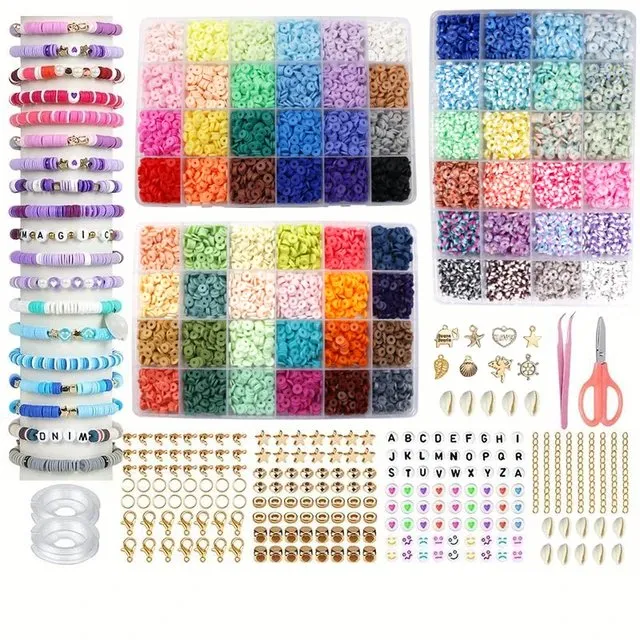 10800pcs 72-Color Clay Beads Jewelry Making Kit with Accessories