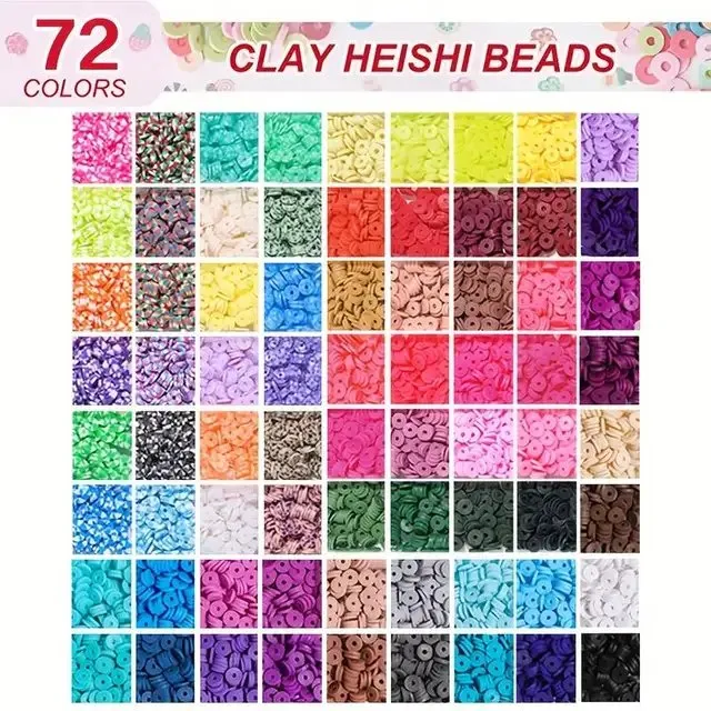 10800pcs 72-Color Clay Beads Jewelry Making Kit with Accessories