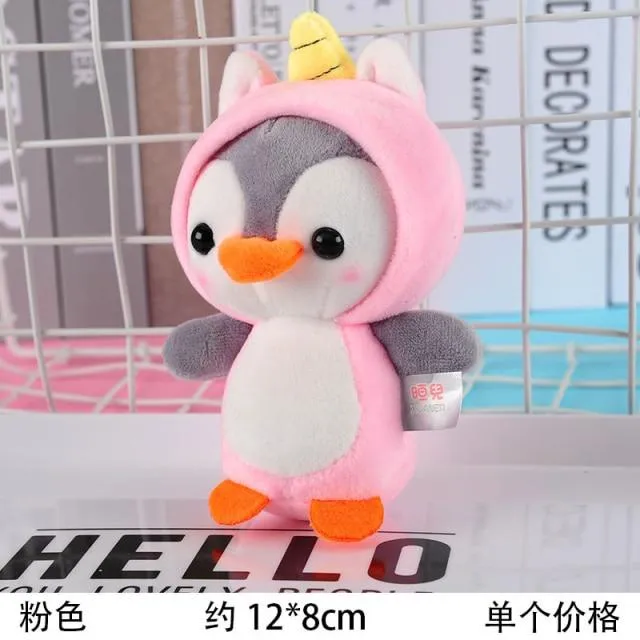 12CM Penguin Stuffed Plush Animal Pendant Keychain Doll Stroller Toys For Children Kids Small Mini Plush Toys Baby Xmas Gift