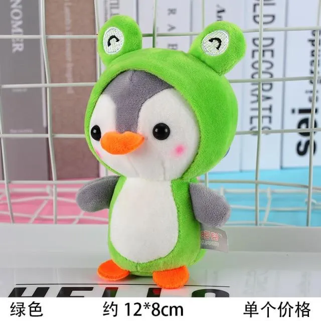 12CM Penguin Stuffed Plush Animal Pendant Keychain Doll Stroller Toys For Children Kids Small Mini Plush Toys Baby Xmas Gift