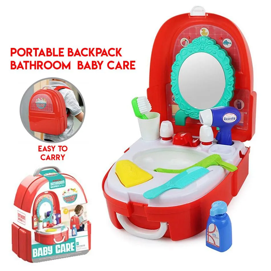 16 Pcs Bathroom Backpack Toy For Kids - Red