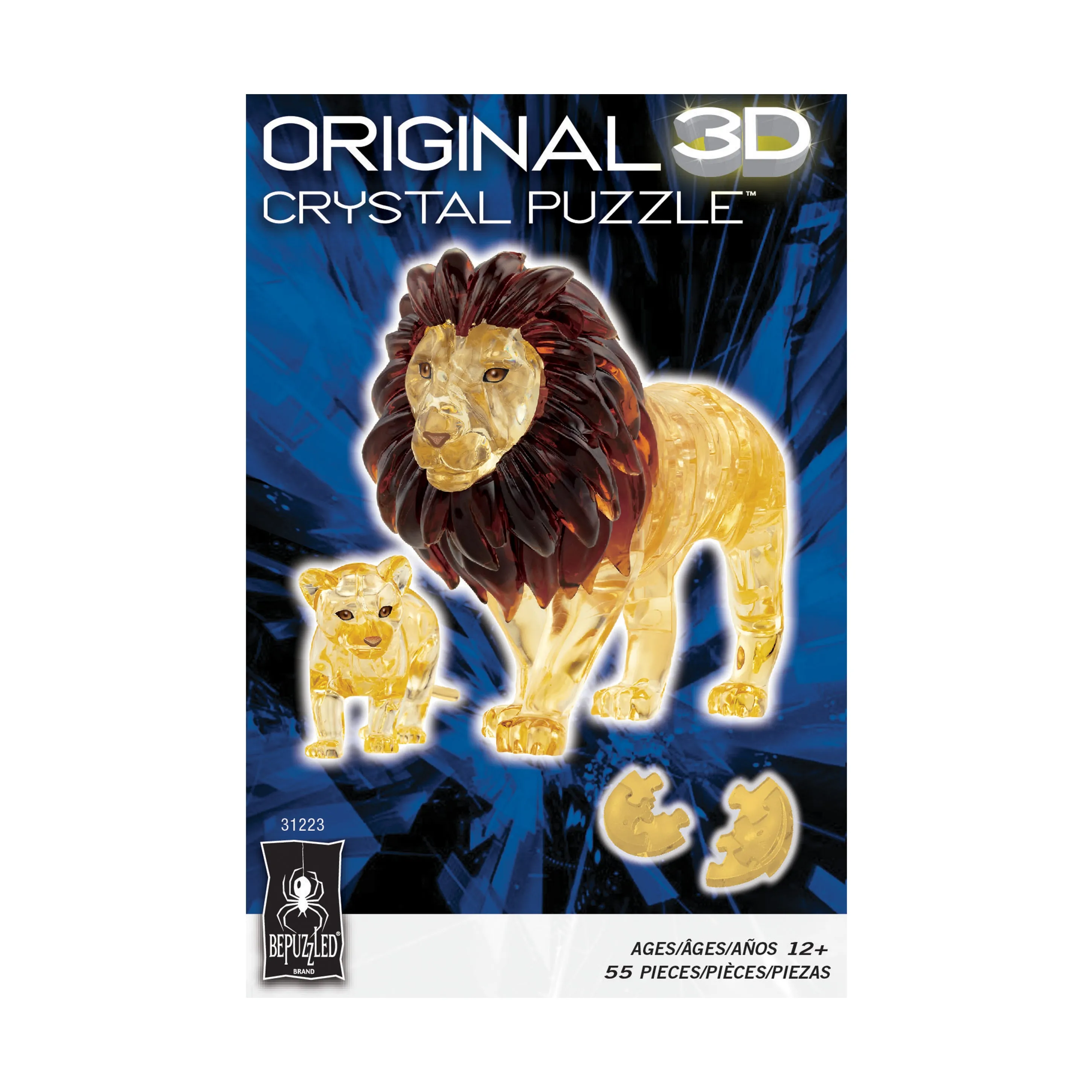 3D Crystal Puzzle - Lion and Baby (Gold): 55 Pcs