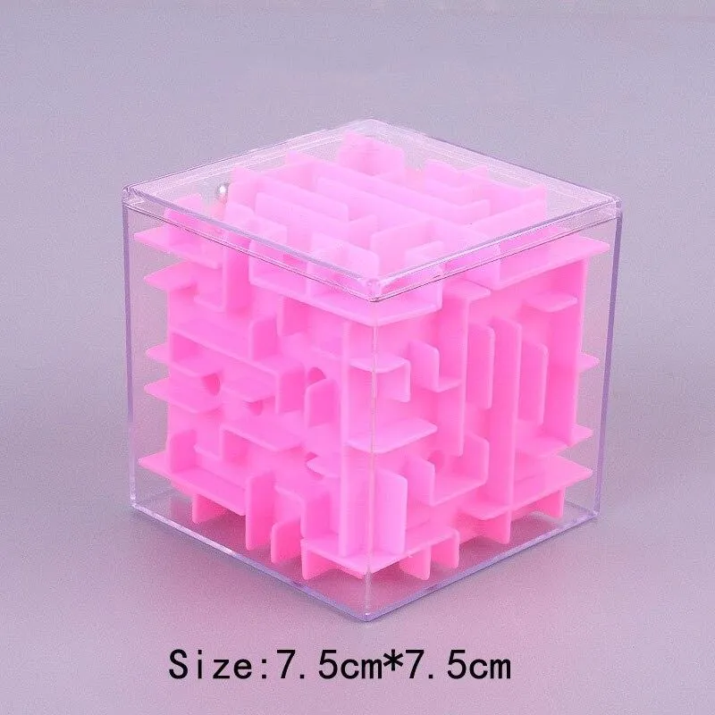 3D Maze Magic Cube Transparent Six-sided Puzzle Speed Cube Rolling Ball Game Cubos Maze Toys for Children Early Educational Gift