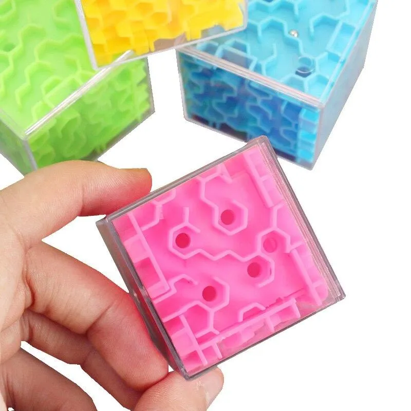 3D Maze Magic Cube Transparent Six-sided Puzzle Speed Cube Rolling Ball Game Cubos Maze Toys for Children Early Educational Gift