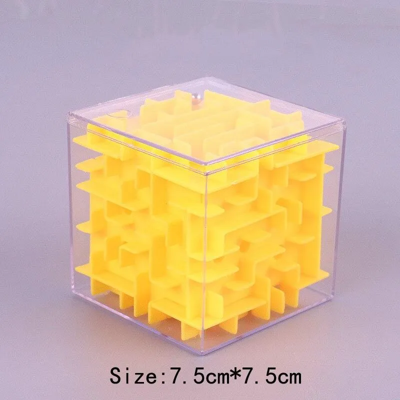 3D Maze Magic Cube Transparent Six-sided Puzzle Speed Cube Rolling Ball Game Cubos Maze Toys for Children Early Educational Gift