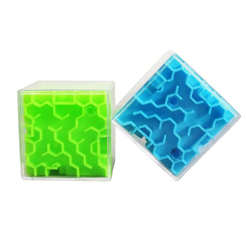 3D Maze Magic Cube Transparent Six-sided Puzzle Speed Cube Rolling Ball Game Cubos Maze Toys for Children Early Educational Gift