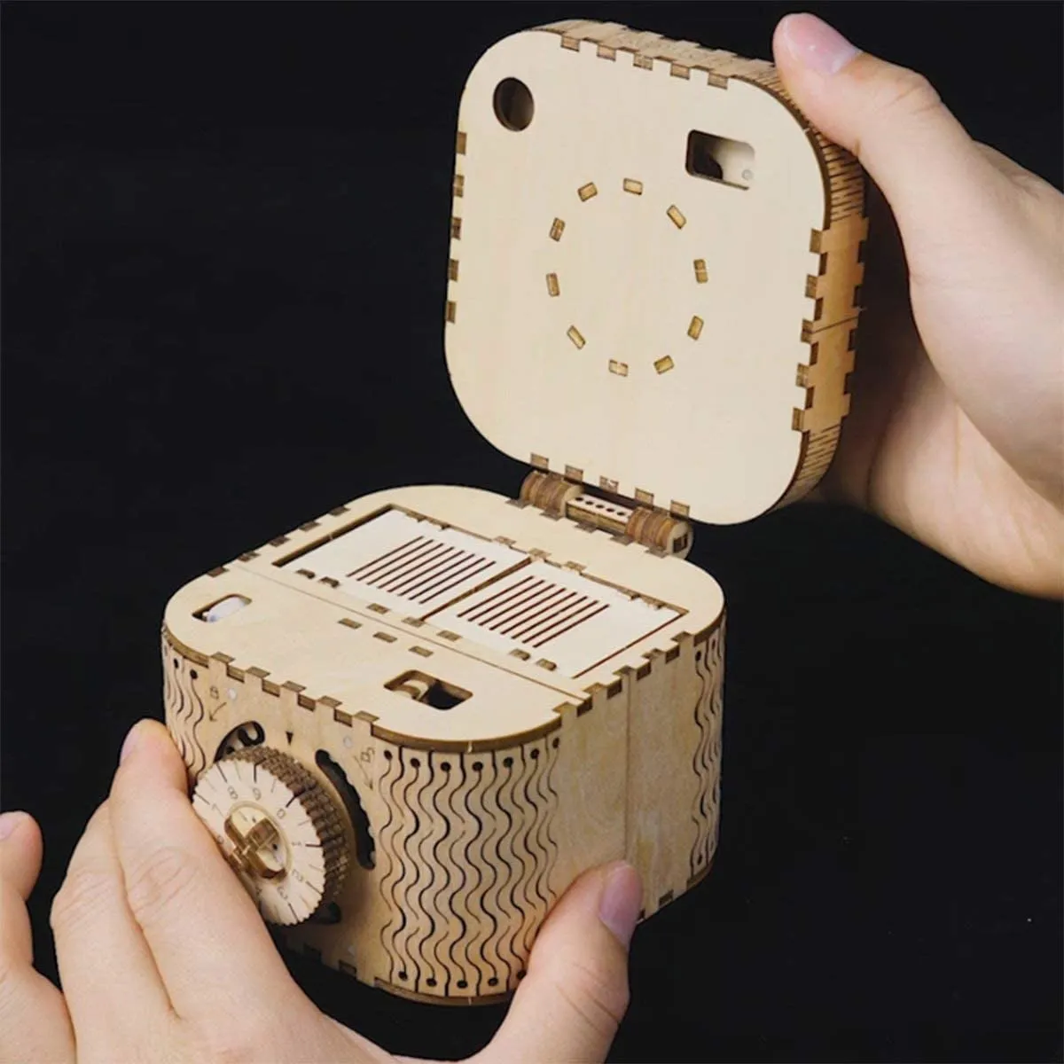 3D Wooden Puzzle Mechanical Treasure Box Model DIY Brain Teaser Projects