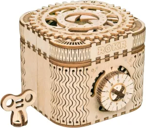 3D Wooden Puzzle Mechanical Treasure Box Model DIY Brain Teaser Projects