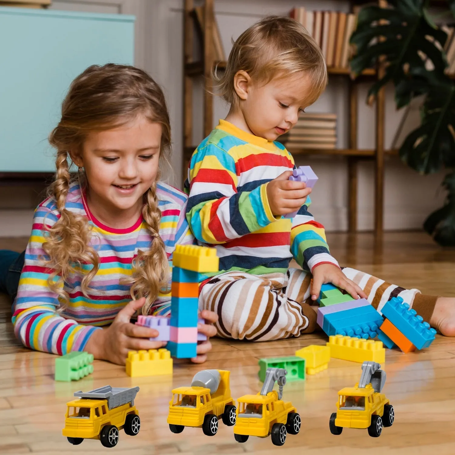 4512 Mini Construction Toy Construction Truck Toys Construction Vehicles Alloy Truck Head, Excavator Digger Bulldozer Crane Toy For Boy Girl Toddler Gifts