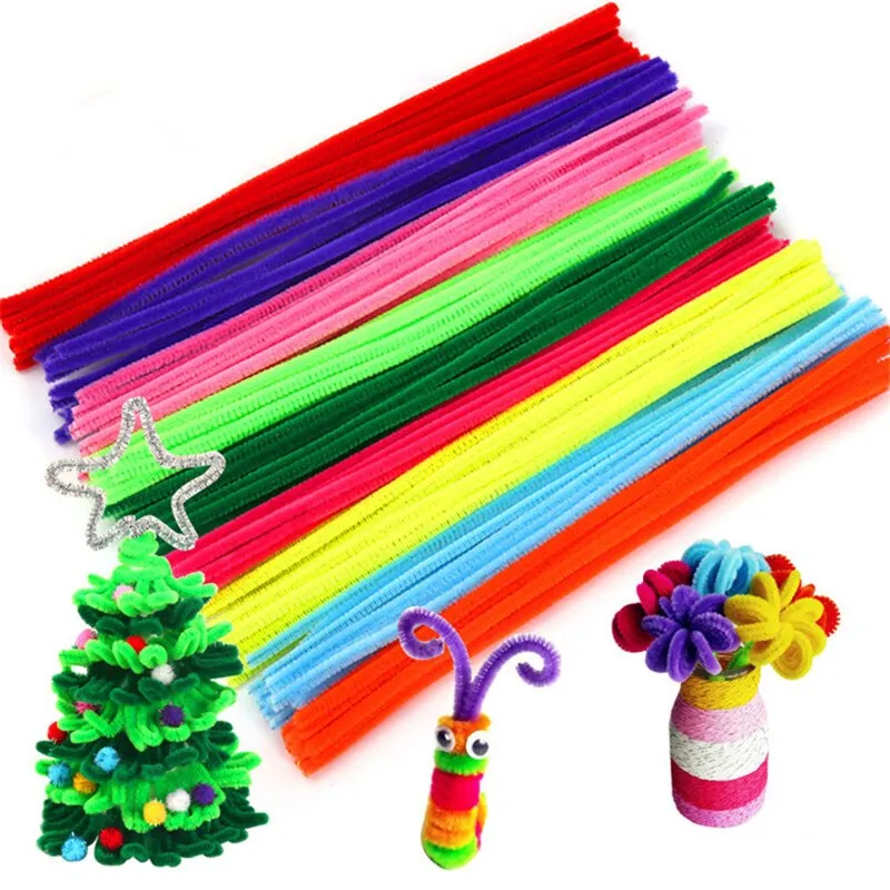 50/100 Pcs 30cm Chenille Stems Stick Cleaners Kids Educational Toys Handmade Colorful Chenille Stems Pipe for DIY Craft Supplies