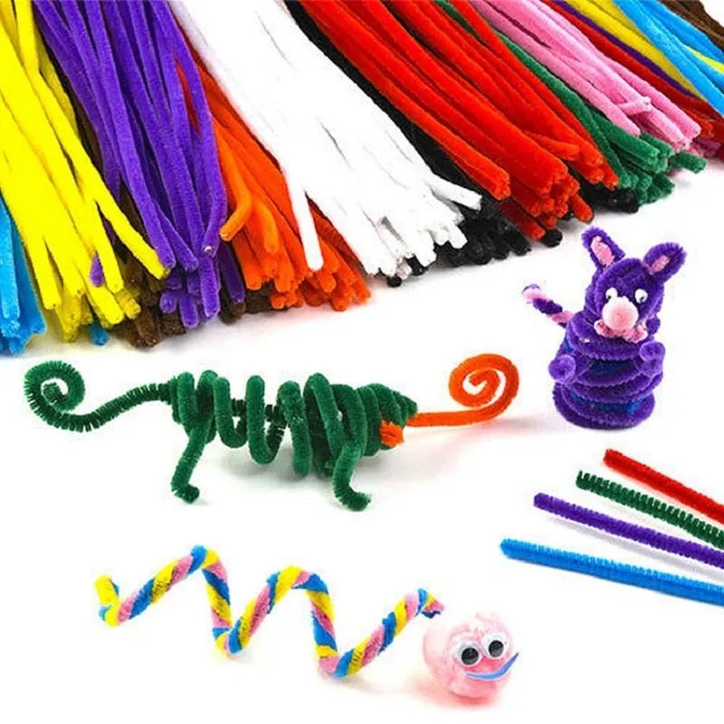 50/100 Pcs 30cm Chenille Stems Stick Cleaners Kids Educational Toys Handmade Colorful Chenille Stems Pipe for DIY Craft Supplies