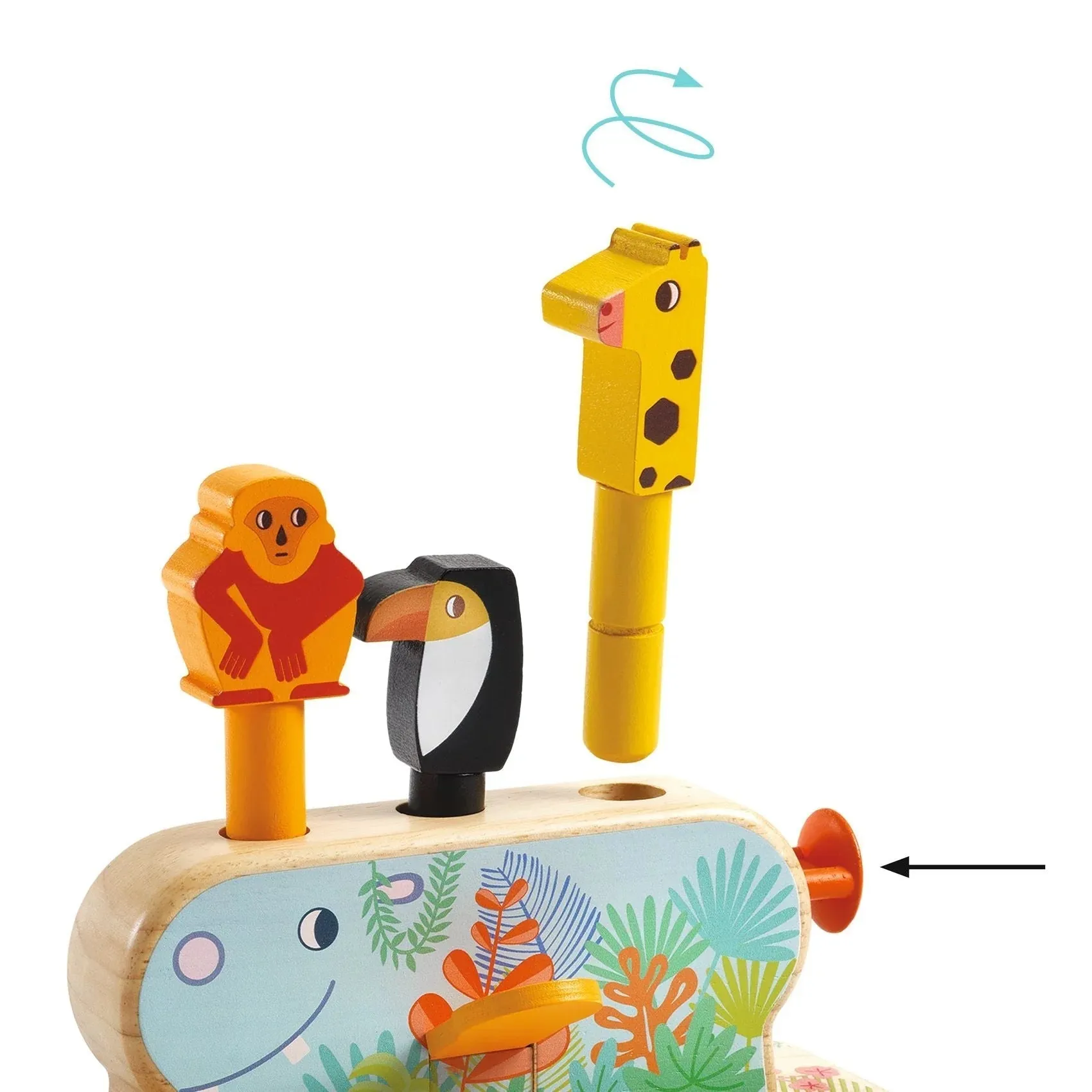 Baby Wooden Pop Up Toy: Safari Animals