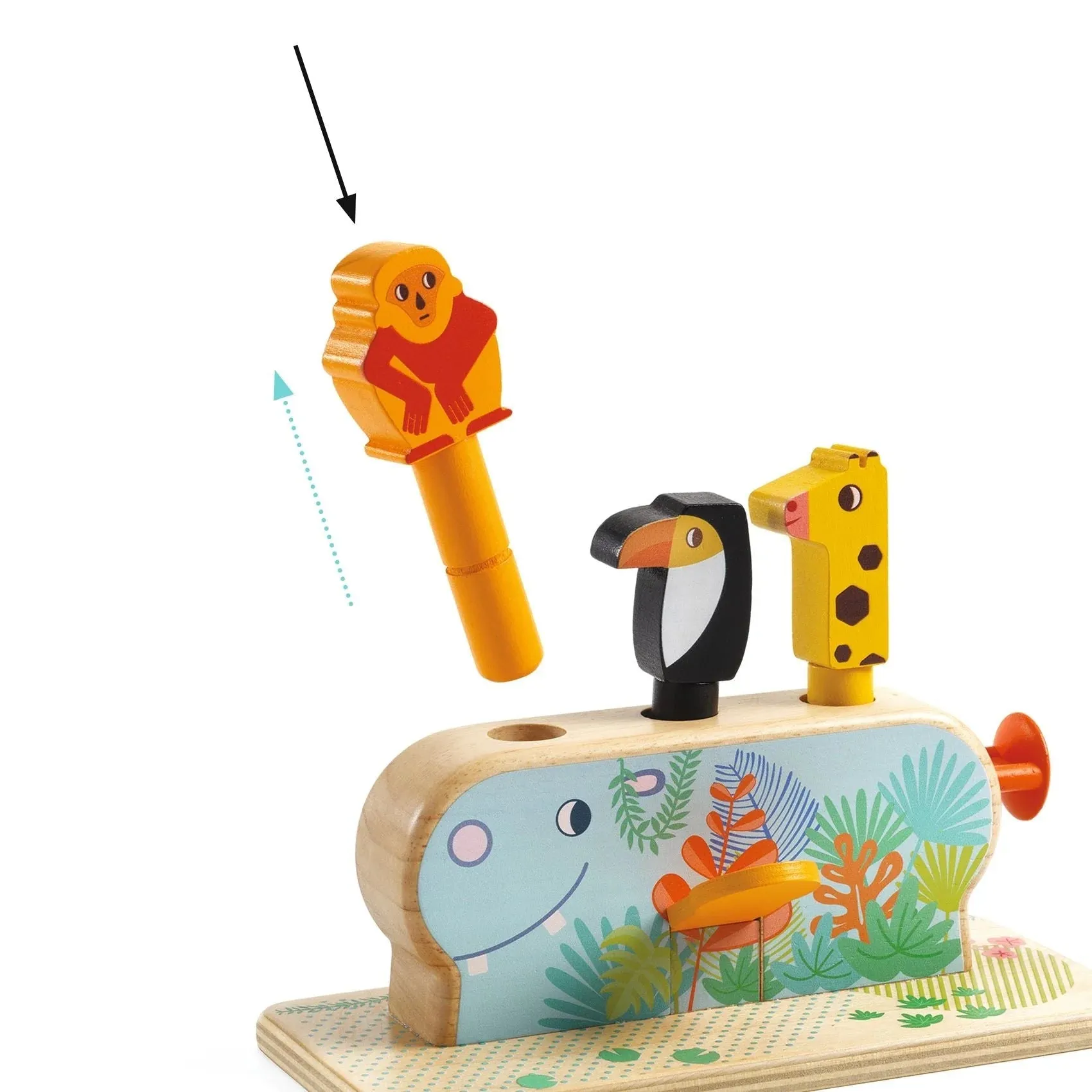 Baby Wooden Pop Up Toy: Safari Animals