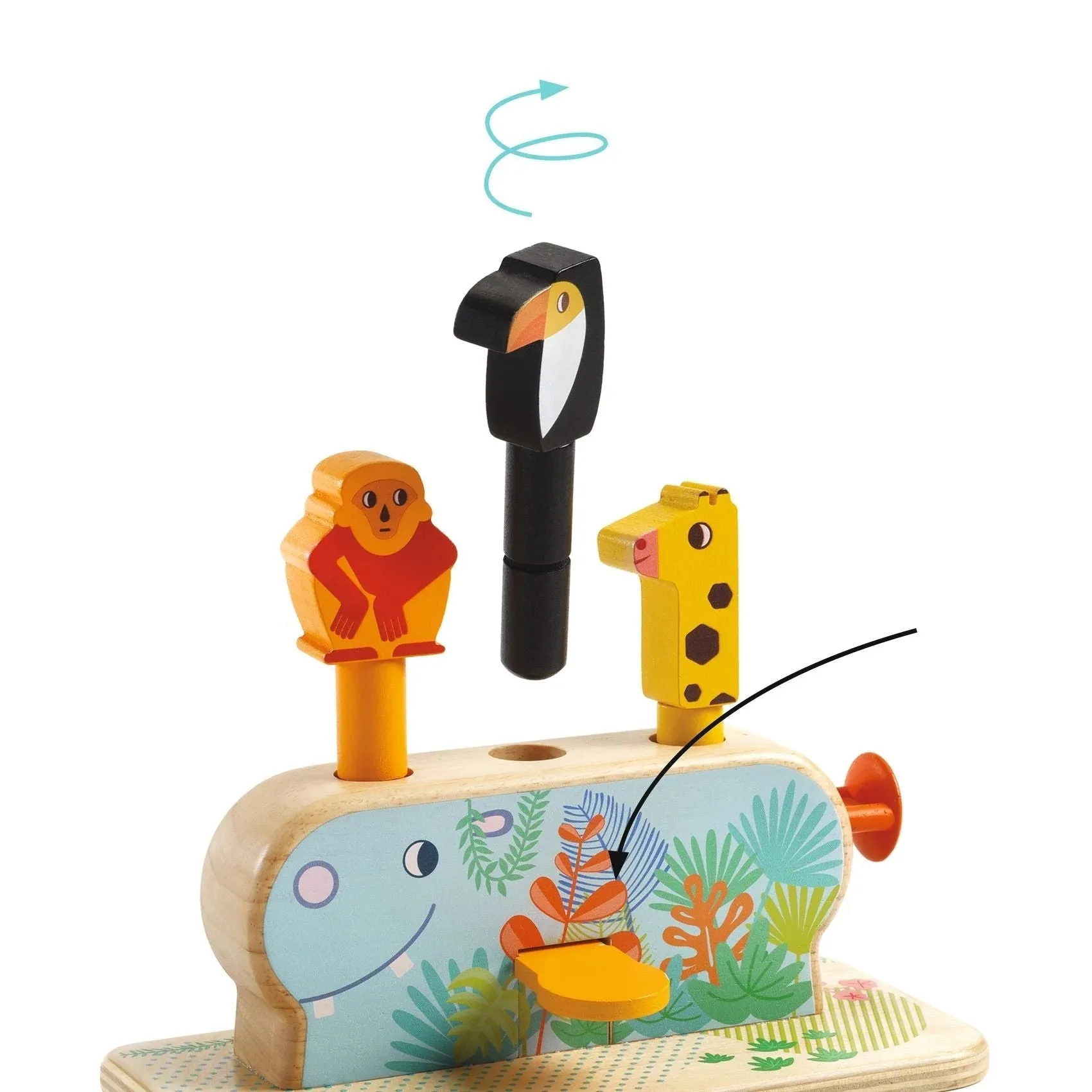 Baby Wooden Pop Up Toy: Safari Animals