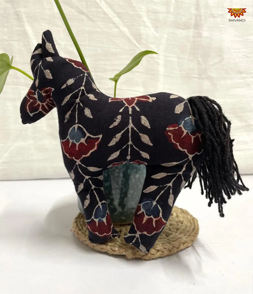 Black Flower Handcrafted Fabric Horse Toys !!!