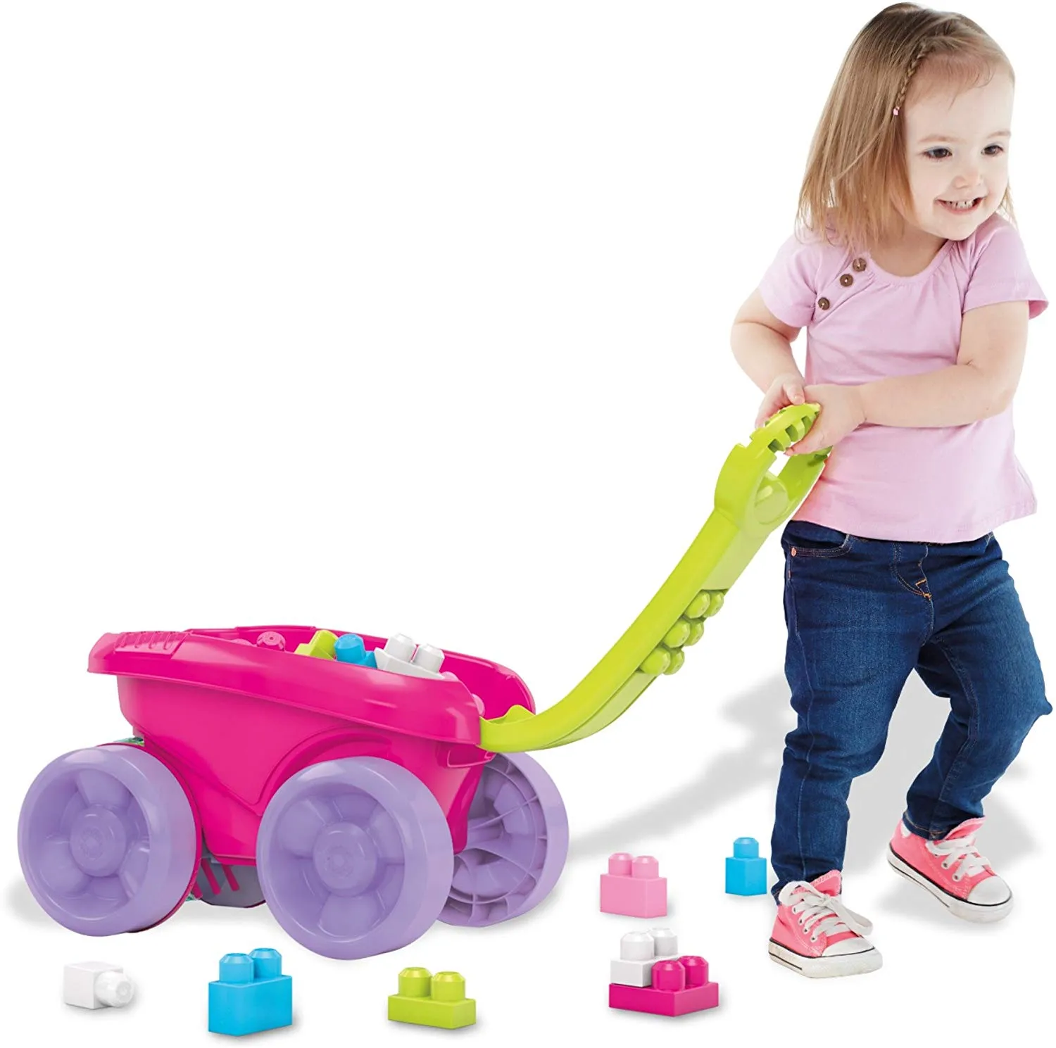 Block Scooping Wagon Building Set Pink