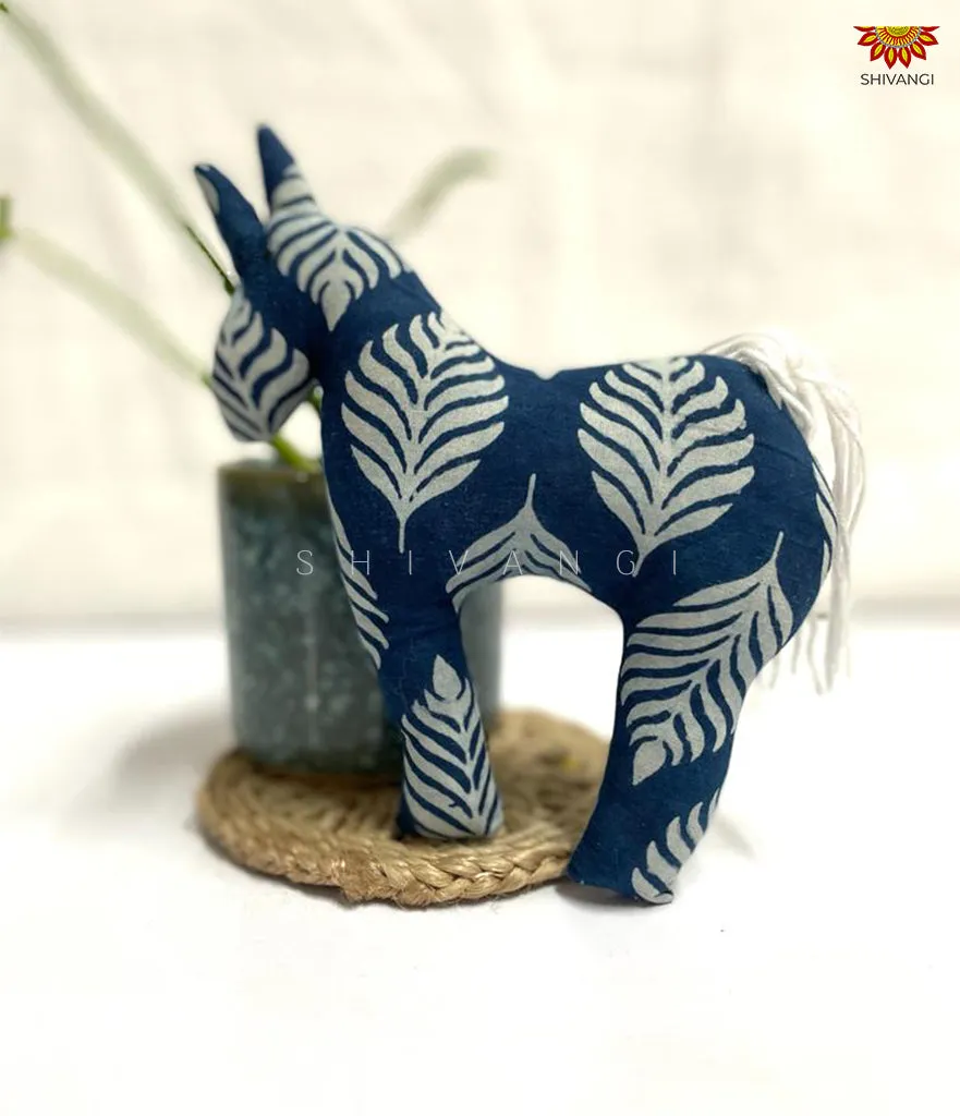 Blue Leaf Handcrafted Cotton Fabric Horse Toys !!!