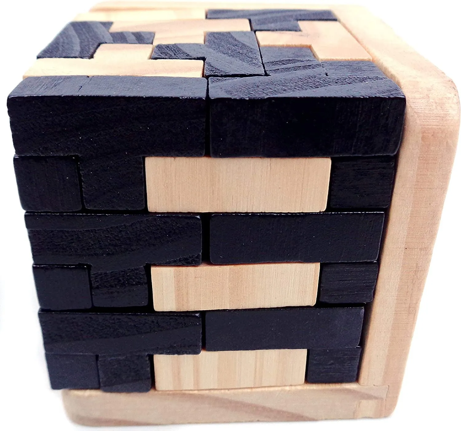 Brain Teaser Cube Puzzle Toy, 3D Wooden Brain Teaser 54 Pieces T-Shaped Blocks Geometric Puzzle Educational Toy