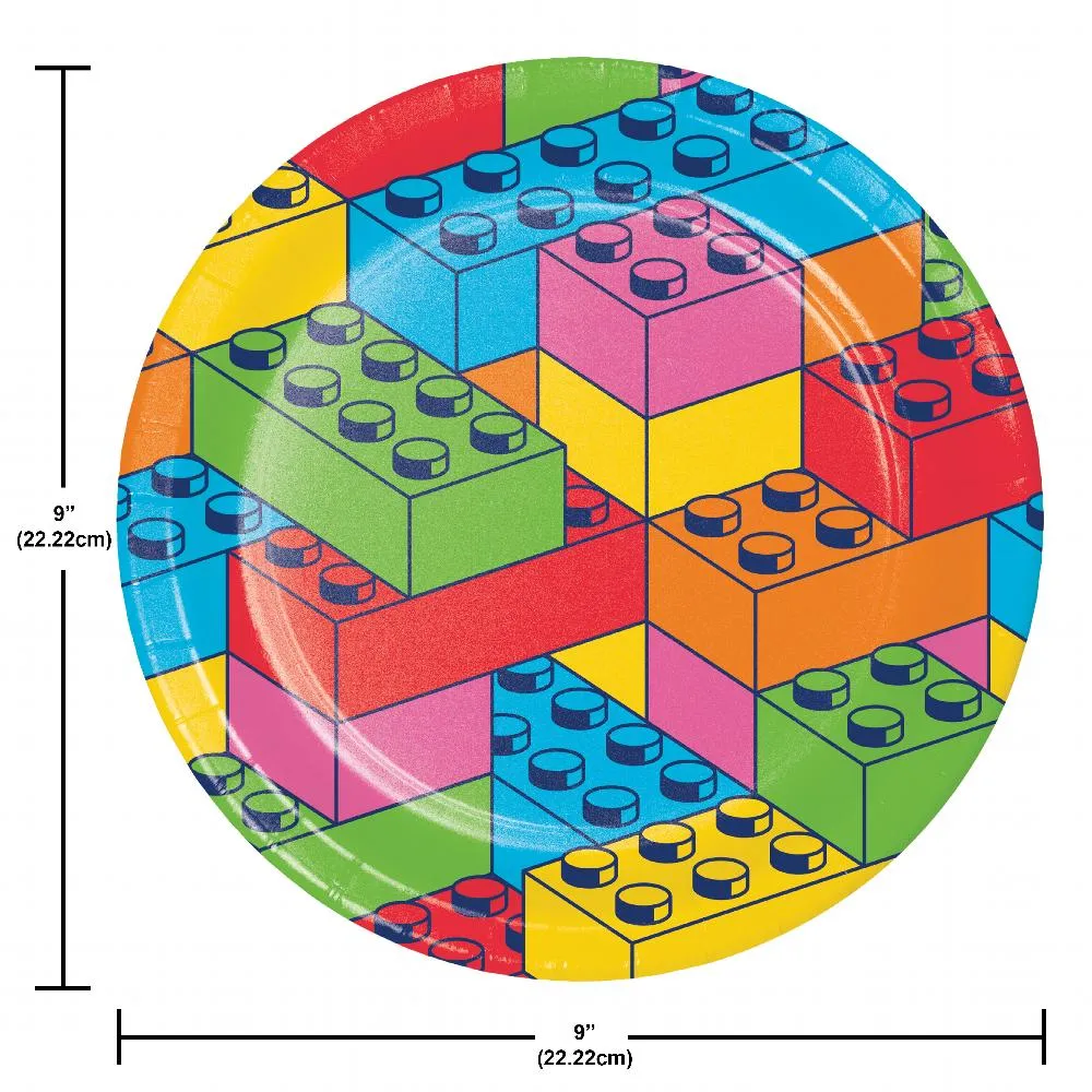 Bulk Block Bash Toy Blocks Paper Dinner Plates (Case of 96)