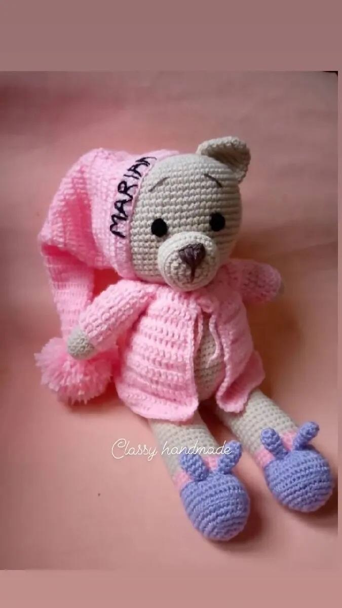 Classy Handmade Touch Crochet Bear Toy