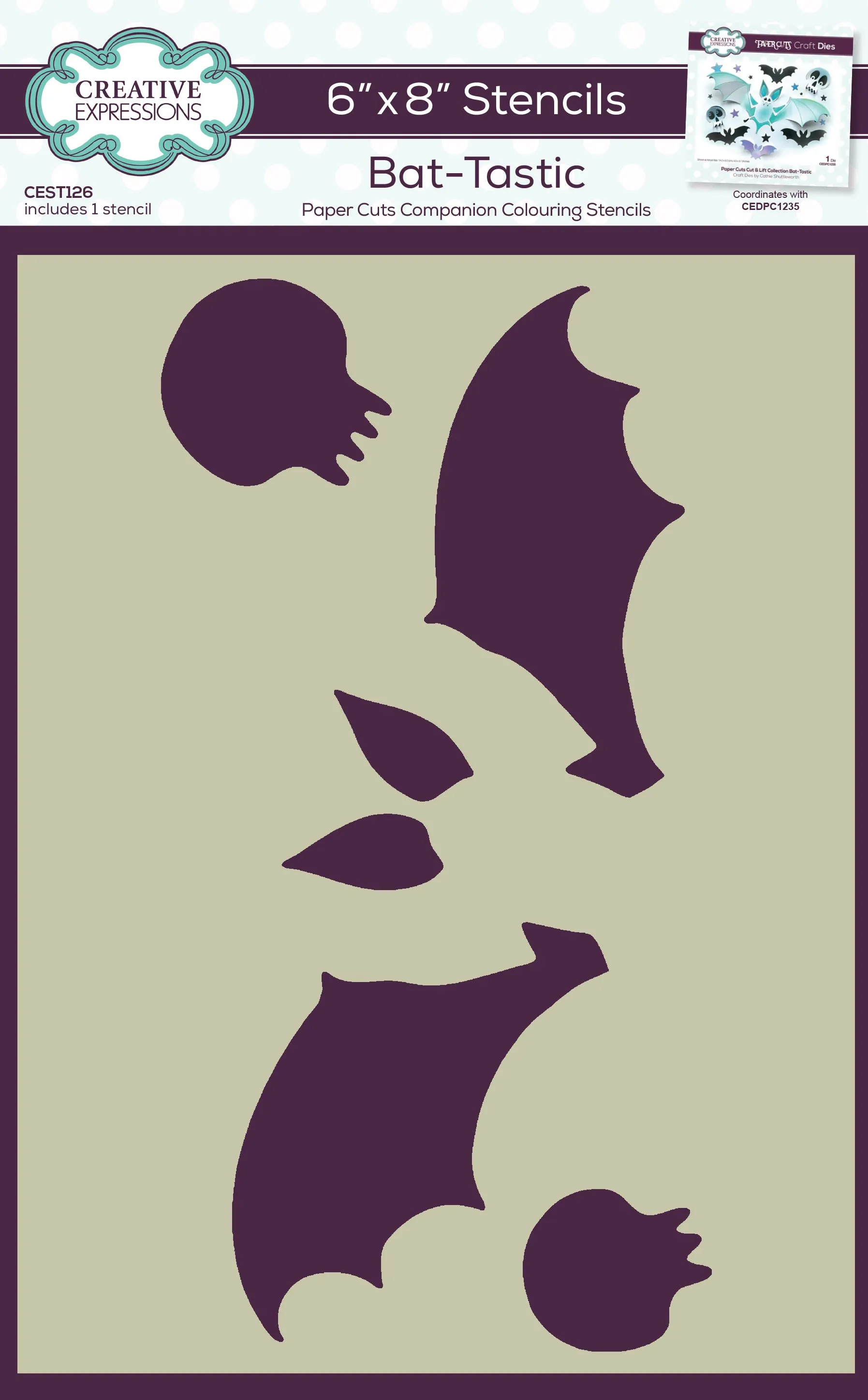 Creative Expressions Bat-tastic Companion Colouring Stencil 6 in x 8 in