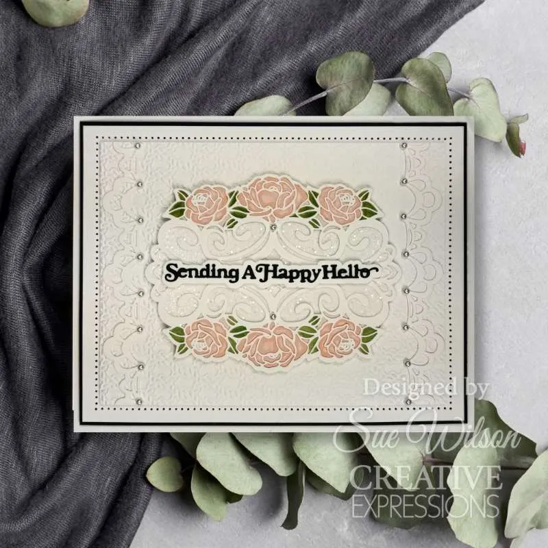 Creative Expressions Craft Dies By Sue Wilson  - Mini Shadow Sentiments - Sending A Happy Hello