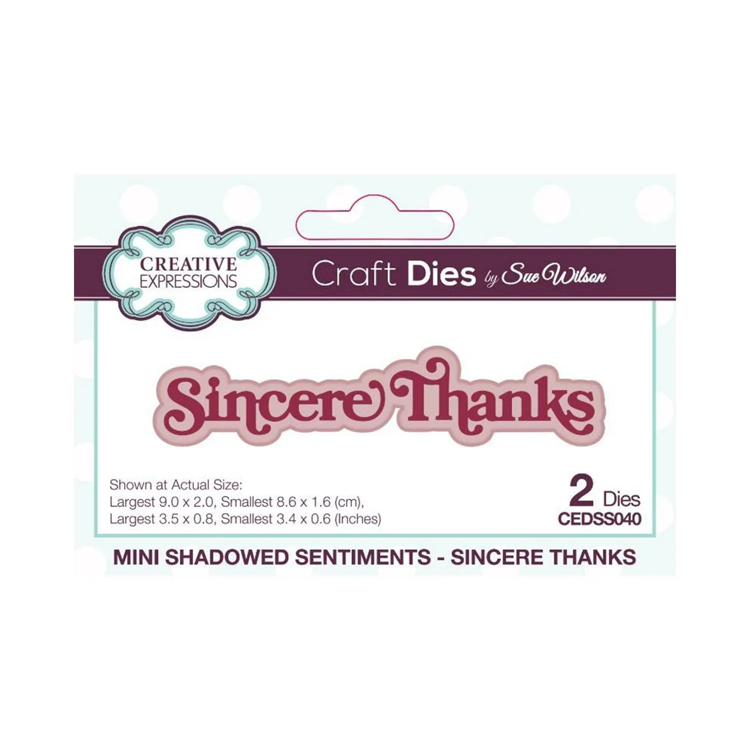 Creative Expressions Craft Dies By Sue Wilson  - Mini Shadow Sentiments - Sincere Thanks