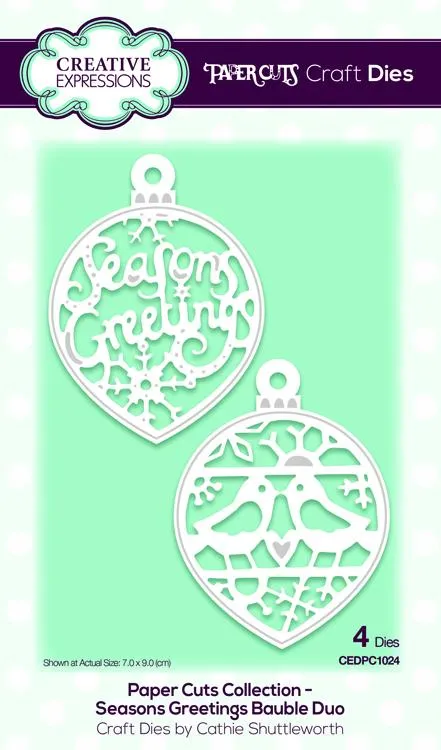 Creative Expressions Die Paper Cuts Collection - Seasons Greetings Bauble Duo