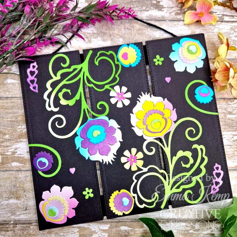 Creative Expressions Paper Cuts Folk Flowers Craft Die - Floral Flourish