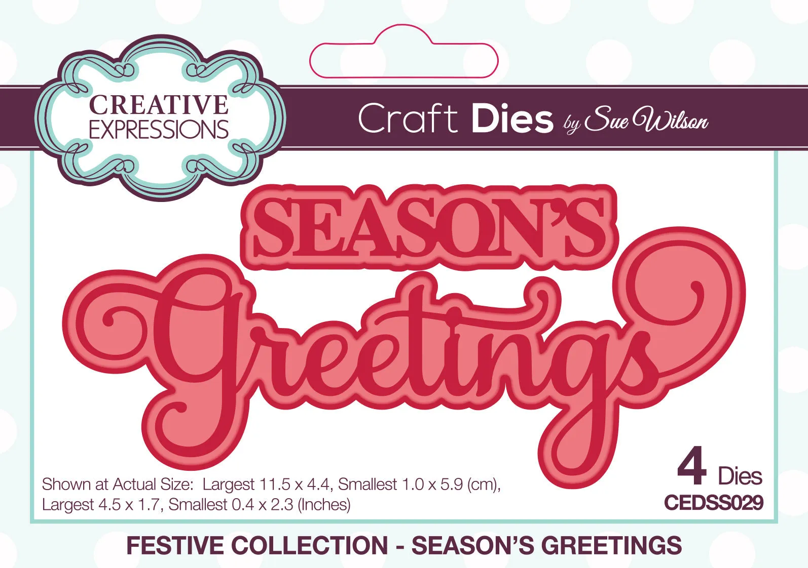 Creative Expressions Sue Wilson Season's Greetings Craft Die