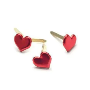 Creative Impressions - Painted Metal Paper Fasteners 50 Pack  Hearts - Metallic Red