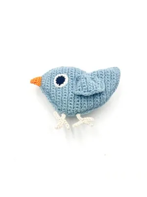 Crochet Fair Trade Rattle Toy - Bird - Blue