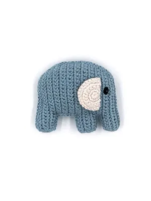 Crochet Fair Trade Rattle Toy - Elephant - Duck Egg Blue