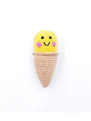 Crochet Fair Trade Rattle Toy - Ice Cream - Vanilla