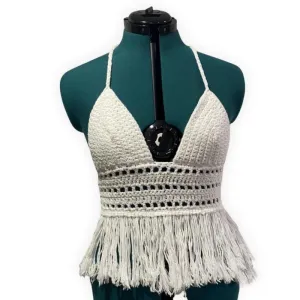 DIAMONDS FRINGE TOP - WHITE