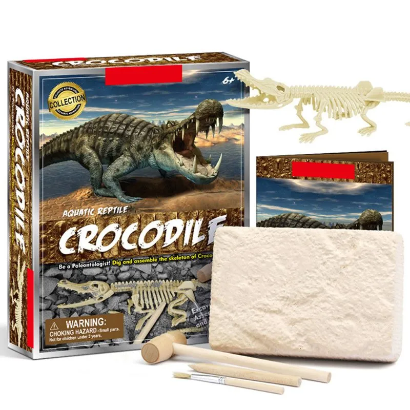 DIY Dinosaur Crocodile Novelty Digging Fossils Excavation Toys Kids Learning Educational Funny Gifts for Girl Boy