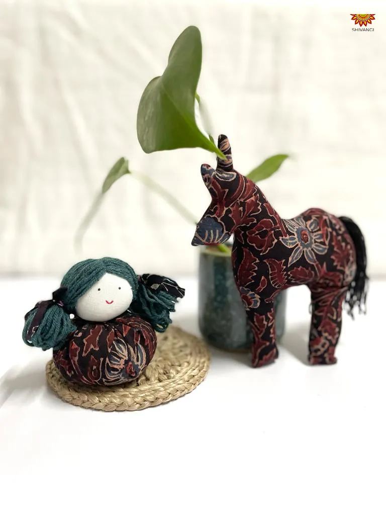 Doll and Horse Handcrafted Fabric Toys in Brown !!!