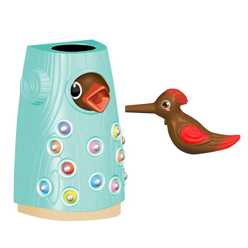 Family Toys Woodpecker Magnetic Catch the Worm Animal Feeding Game Small Birds Children Educate Fishing Toys Set Kids Gift Kit