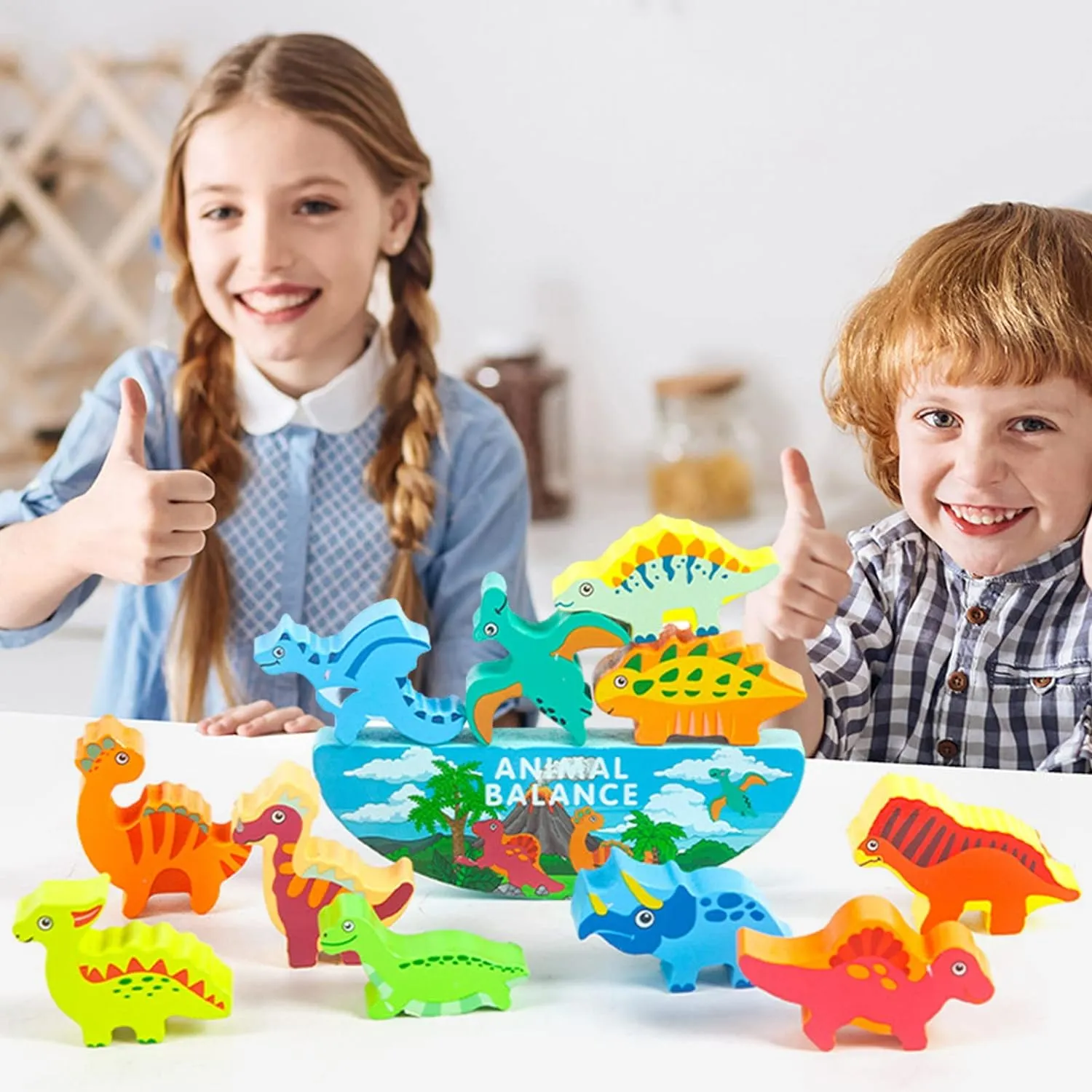 Fun & Interactive Wooden Dino Stacking Game