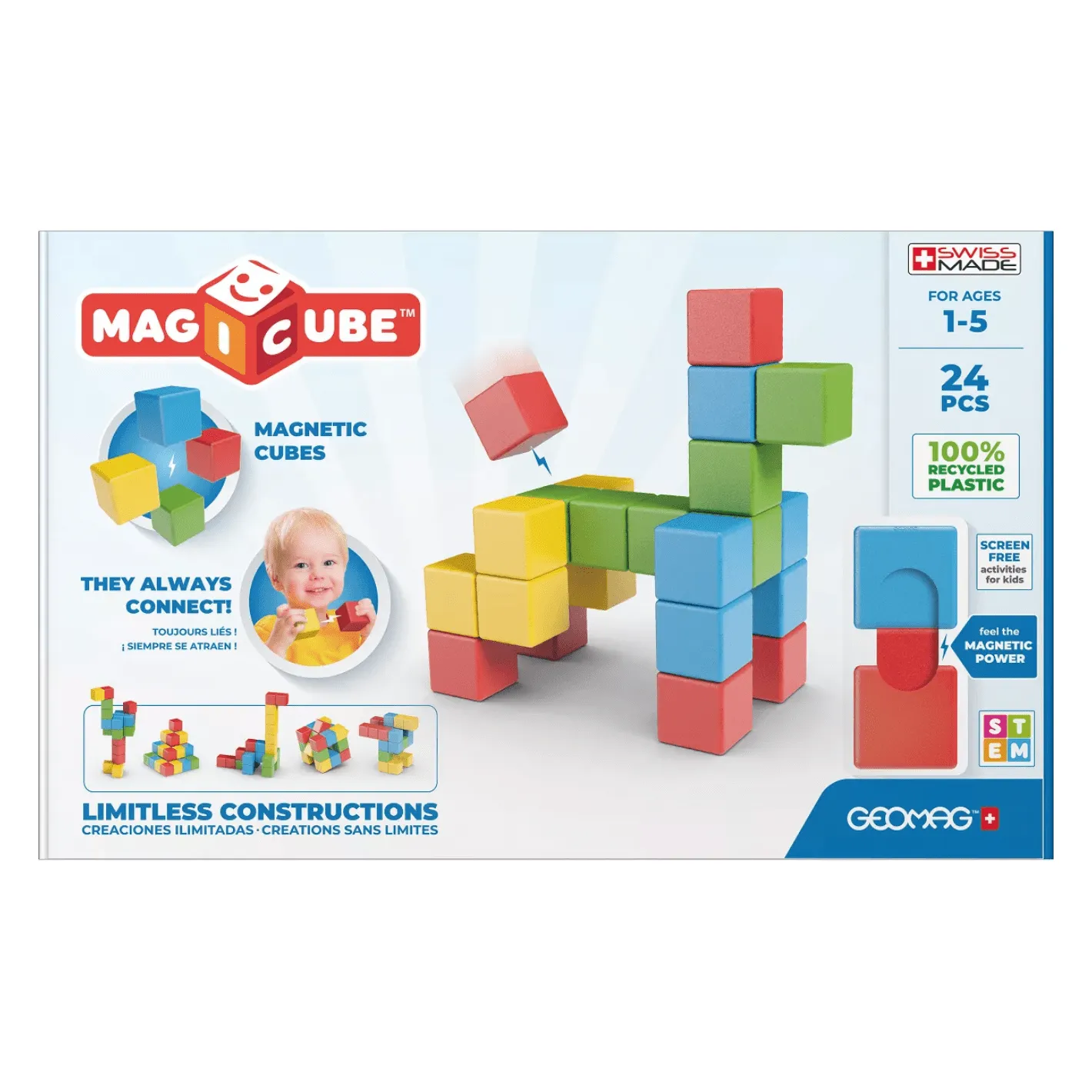 GeoMag Magicube Try-Me Recycled Building BLocks- 24 pcs