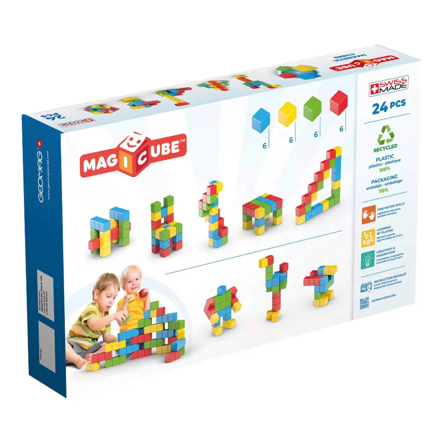 GeoMag Magicube Try-Me Recycled Building BLocks- 24 pcs