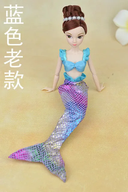 Handmade Dolls Party Dress Gown Skirt Fashion Clothes For Barbie Doll Genuine Mermaid Tail Dress Baby Toy