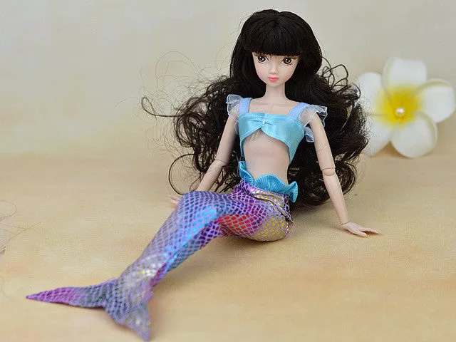 Handmade Dolls Party Dress Gown Skirt Fashion Clothes For Barbie Doll Genuine Mermaid Tail Dress Baby Toy