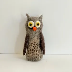 Handmade Felted Owl Finger Puppet