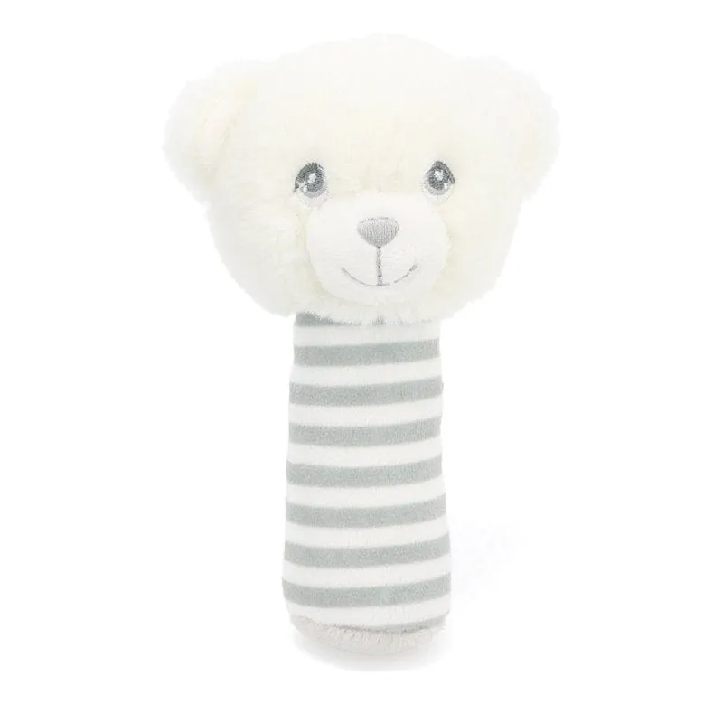 Keeleco White & Grey Bear Stick Rattle - 14cm