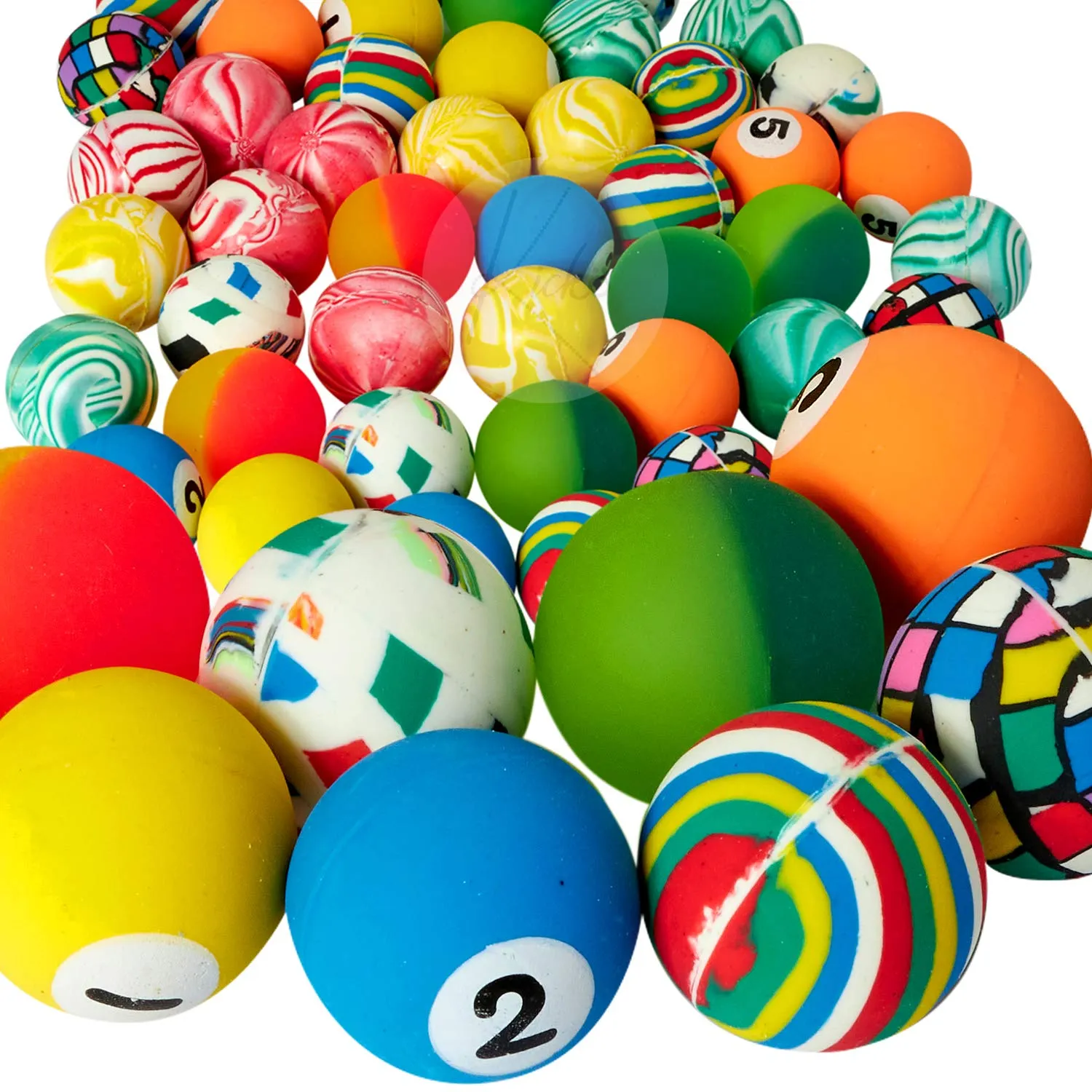 Kicko Assorted Bouncy Balls, 50 Hi-Bounce Super Balls - Bulk Novelty and Gag Toys, Party