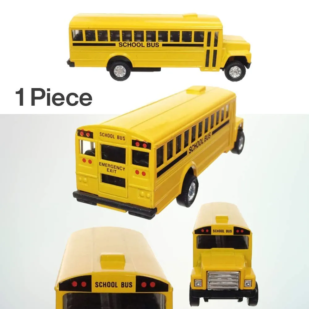 Kicko Diecast Friction School Bus - Pull Back 5 Inches Long Metal School Bus - Die-Cast