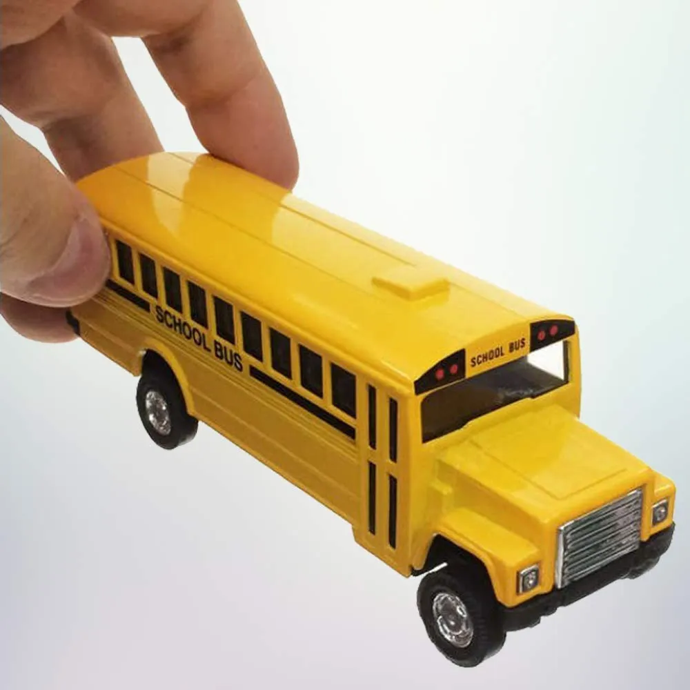 Kicko Diecast Friction School Bus - Pull Back 5 Inches Long Metal School Bus - Die-Cast