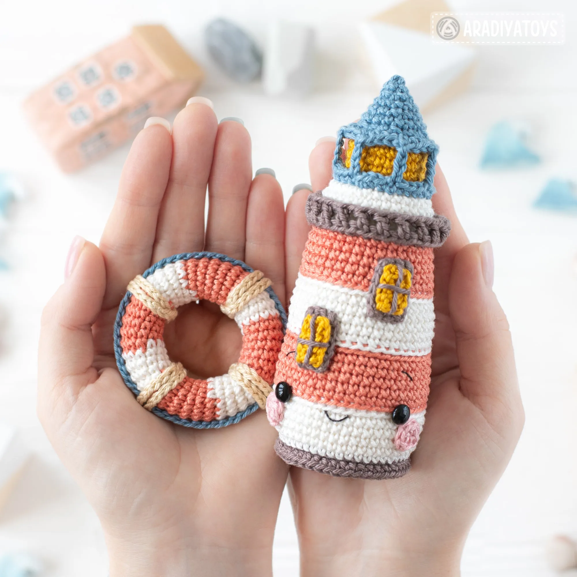 Lighthouse Island from “Mini Kingdom” collection, crochet patterns by AradiyaToys (Amigurumi tutorial PDF file) lighthouse seal pelican fish