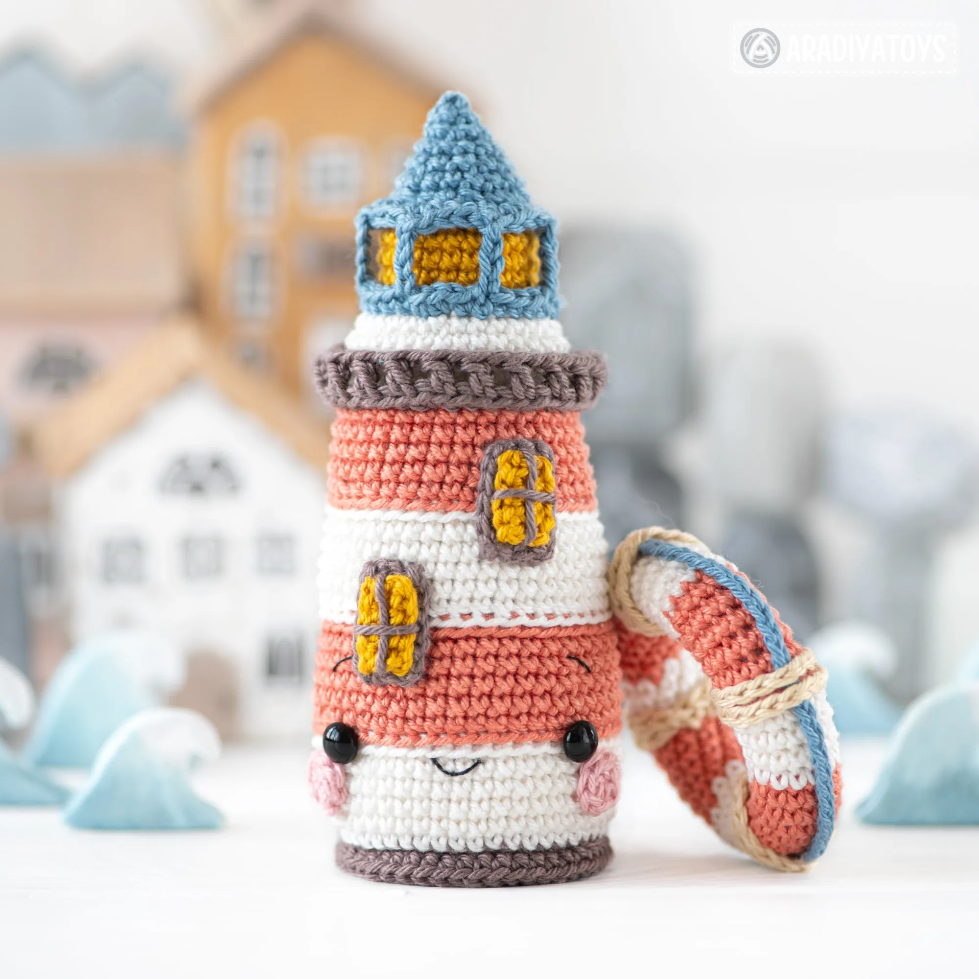 Lighthouse Island from “Mini Kingdom” collection, crochet patterns by AradiyaToys (Amigurumi tutorial PDF file) lighthouse seal pelican fish